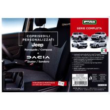 Coprisedili Foderine Anteriori e Posteriori Personalizzati Jeep Renegade 14> Nero-Millepunti Antracite Cora 129408